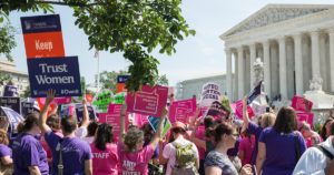 A women's march and protest