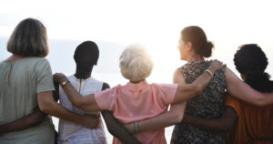 Group of women joining together