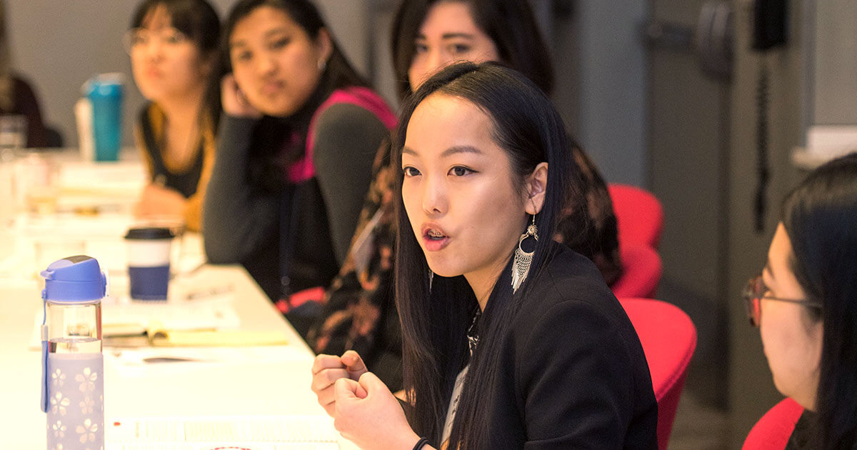 Young women work session