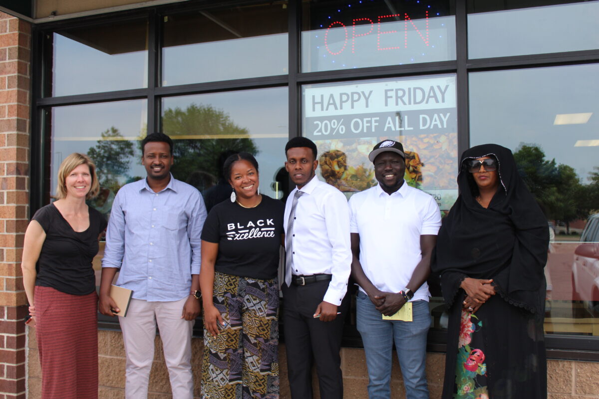 Cani Aden of the Afro American Development Association, Fowzia Adde of the Immigrant Development Center, Ahmed Makaraan of Eshara, and Matuor Alier of Moorhead Public Schools and the South Sudan Foundation