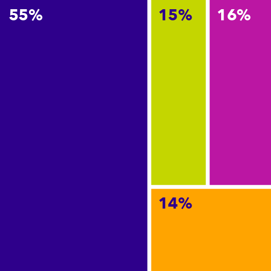 A grid of percentage blocks divided by the four state regions for economic justice