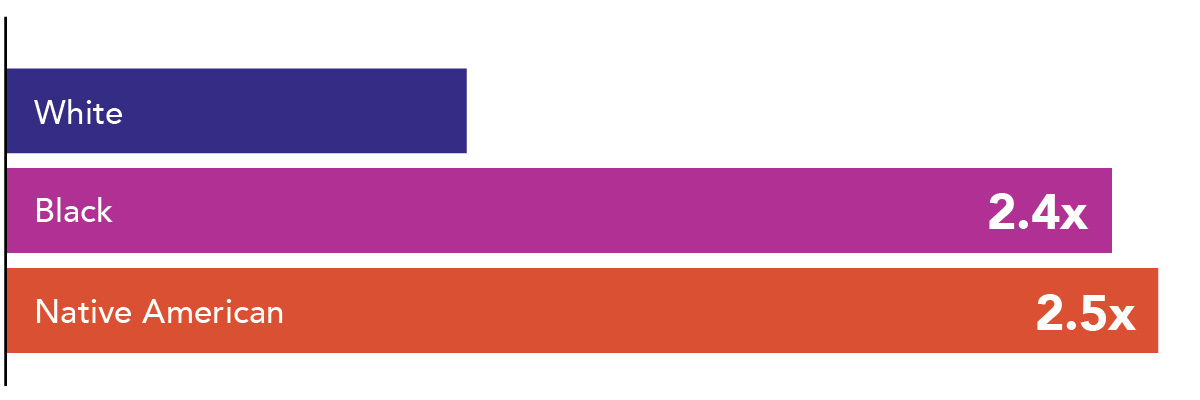 Bar graph showing increased maternal mortality for black and native women